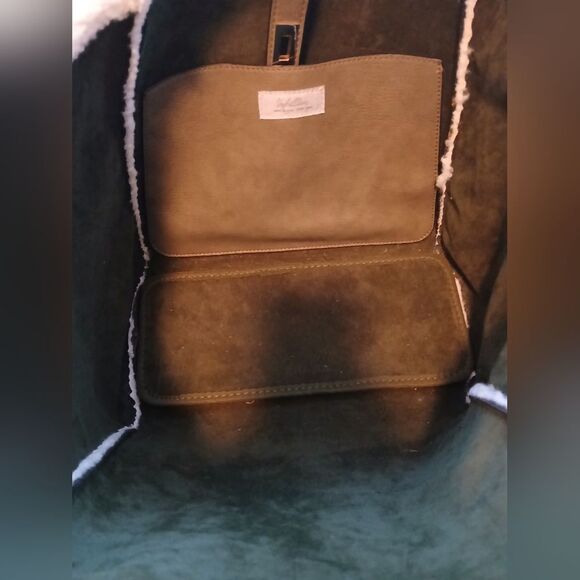 UNBILLION Fall Forest Green Depuis 1996 Tote Vegan Leather Faux Shearling Purse - Picture 8 of 13